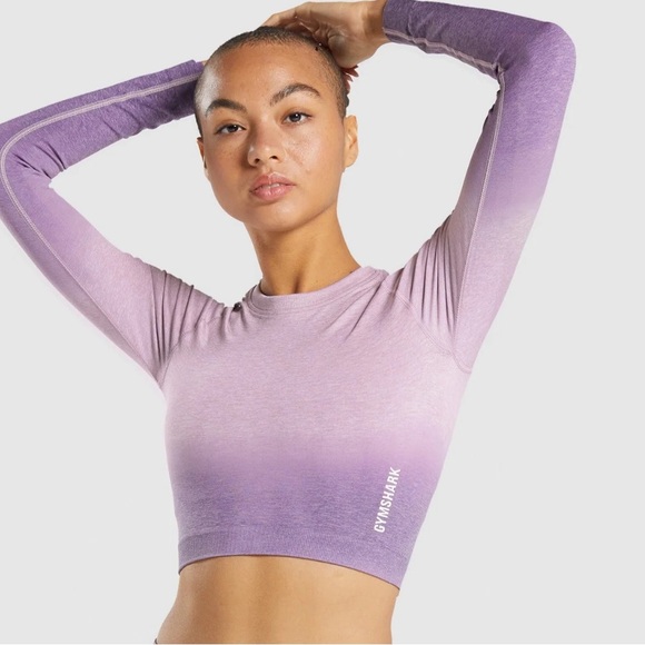Two!! Gymshark Adapt Ombre Seamless Long Sleeve Crop Tops TWO‎ Size Small XSmall - Picture 2 of 6